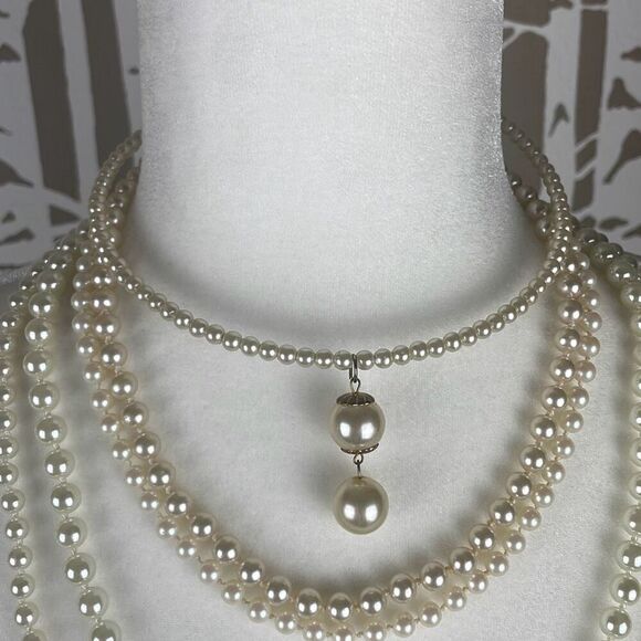 Vintage Faux Pearl Necklace Choker LOT 5 Pieces - Picture 3 of 7